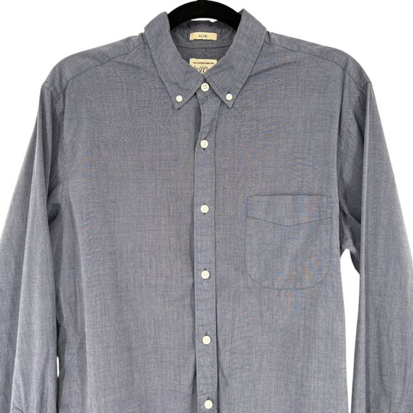 J.Crew Mens Slim Fit Blue Cotton Button-Up Shirt Size Medium - Picture 2 of 11